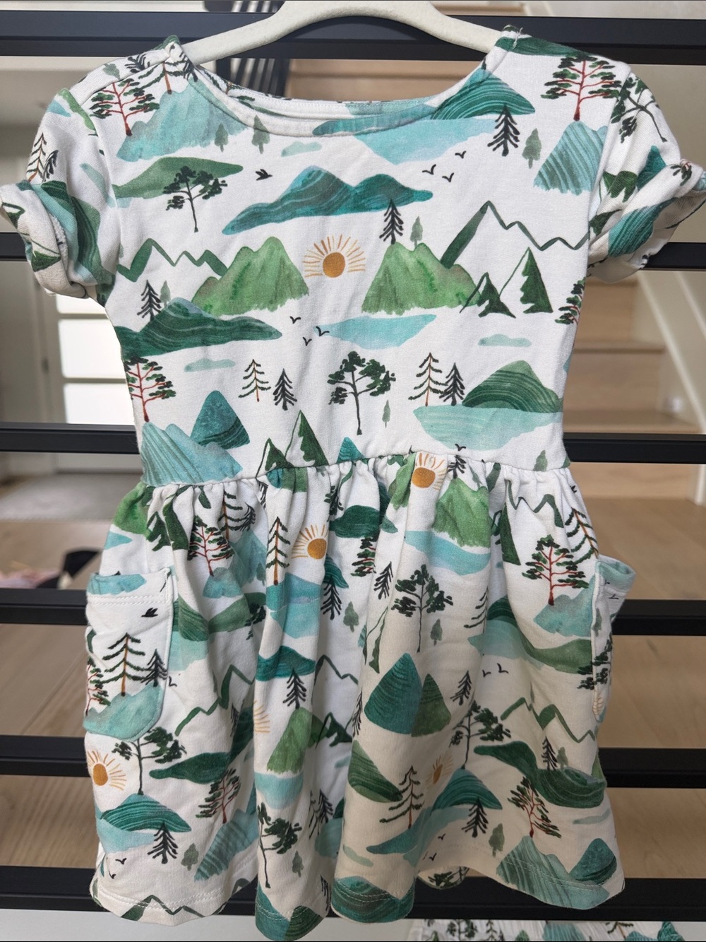 Little Sleepies- Mountain Mist Patch Pocket Dress w Bloomer - 6-12m